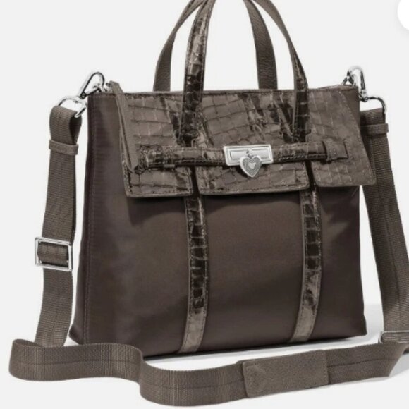 Brighton Brown Crocodile-Patterned Women's Backpack - Picture 1 of 9